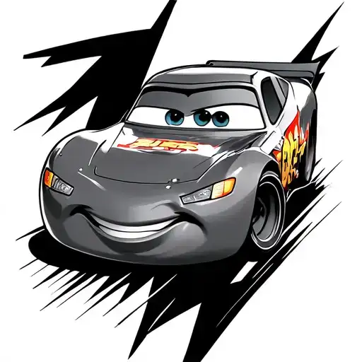 lightning mcqueen simple lines tattoo design idea