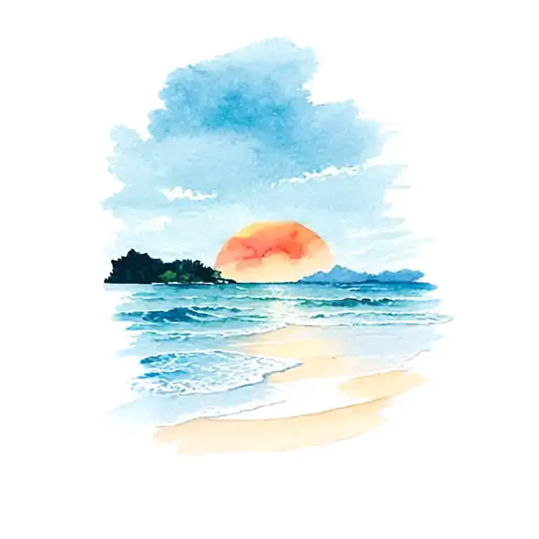 Costa Rica Beach Scene Sunset In The Background tattoo design idea