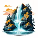 waterfall cascading tattoo design idea