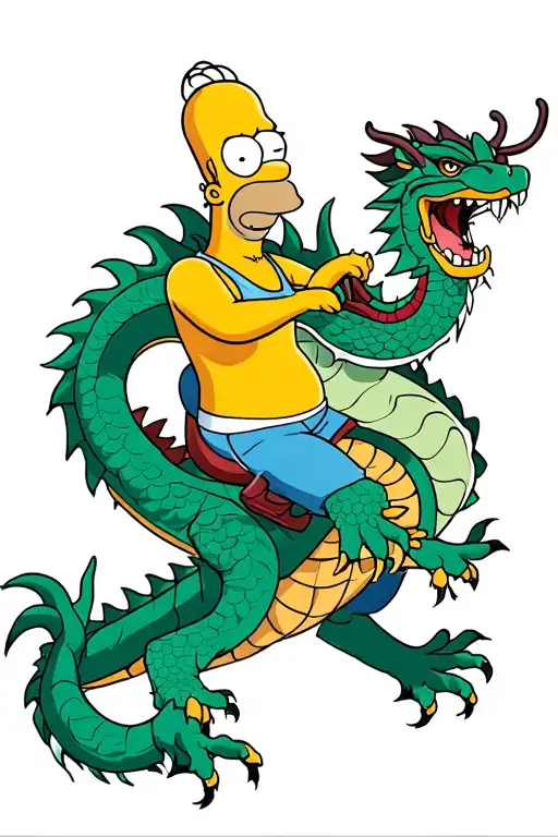 homer Simpson riding a dragon tattoo design idea