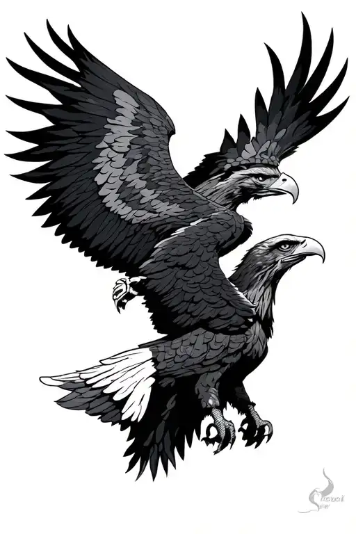 Viking with eagle tattoo design idea
