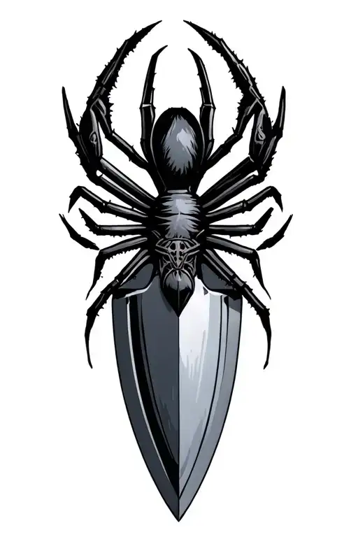 rustic dagger with blackwidow spider tattoo design idea