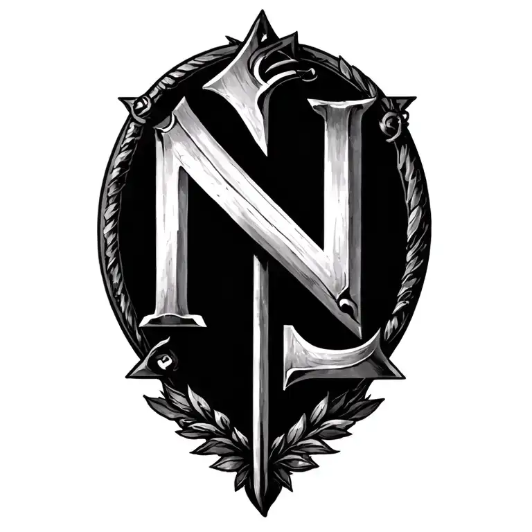 Rosario, Cruz, Corana de Espinas and Letter N, A, G, A, Z tattoo design idea