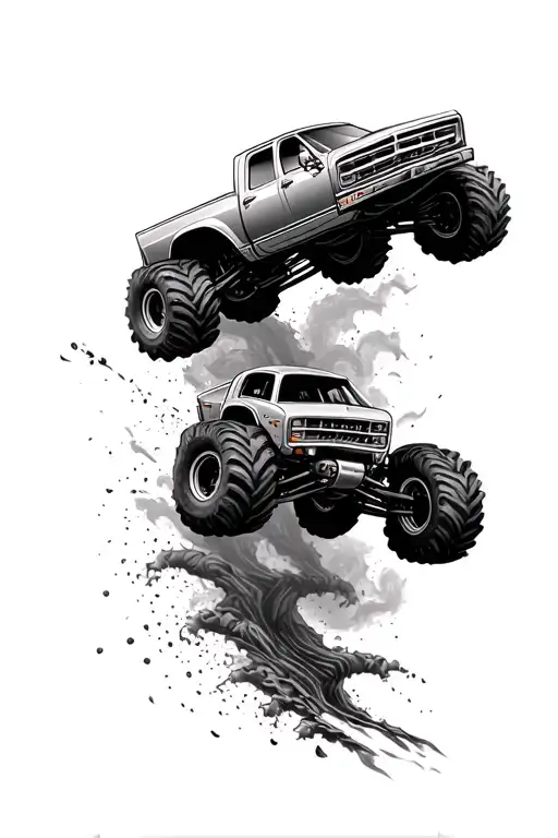 monster truck tattoo design idea