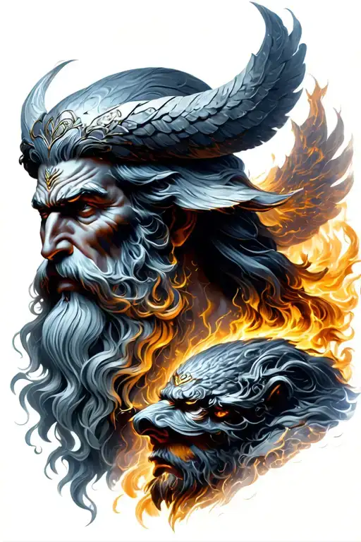 Odin vs zeus abosrbing lighting tattoo design idea