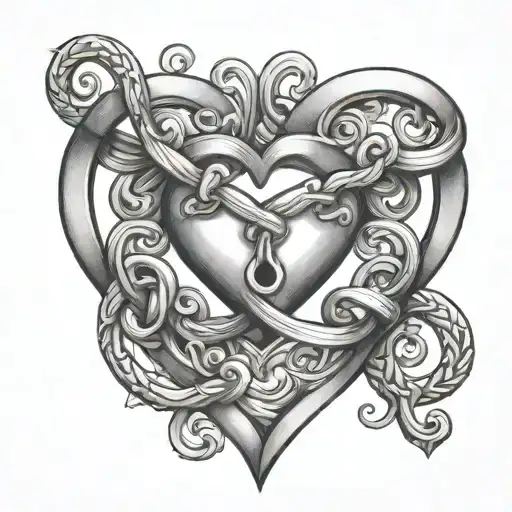 infinity sign and heart shaped lock tattoo design idea