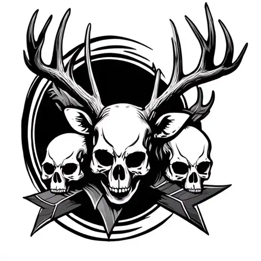 arrowhead skulls banners deer antlers intertwined tattoo design idea