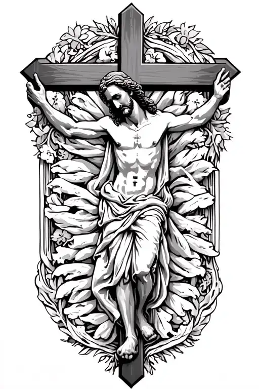 Jesus on Catholic cross tattoo design idea