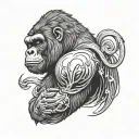 Silver back gorilla simple and roman numerals tattoo design idea