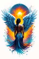 wings full back trival tattoo design idea