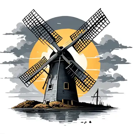 windmill tattoo design idea
