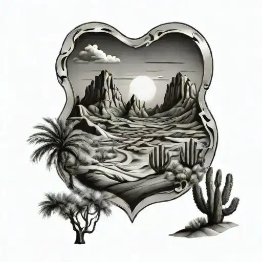Desert in the heart tattoo design idea