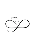 Infinity symbol with heart and family tattoo design idea