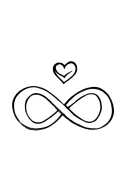 Infinity symbol with heart and family tattoo design idea