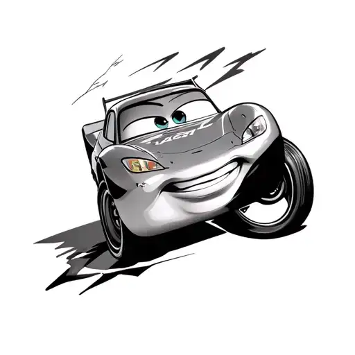 lightning mcqueen side profile tattoo design idea
