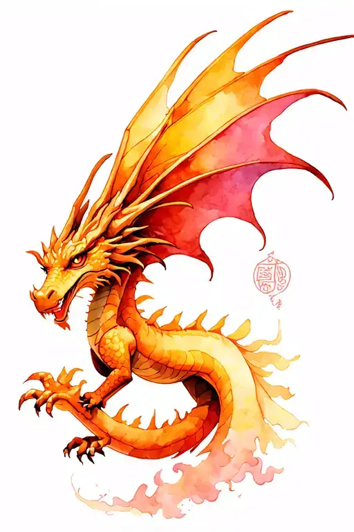 dragon flying tattoo design idea