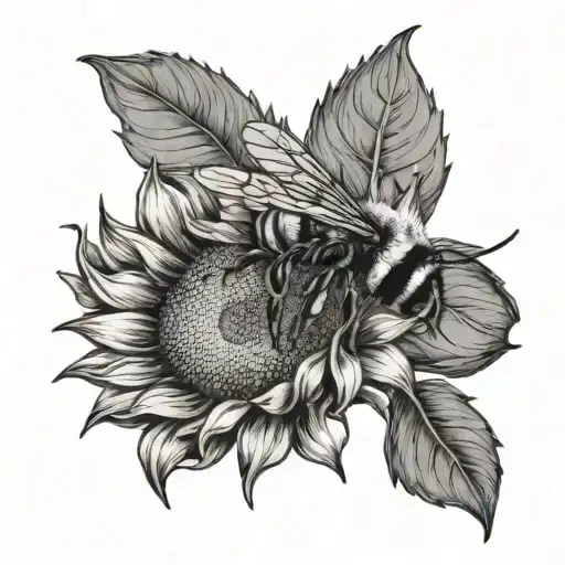 see you again, sunflower, bee flying tattoo design idea