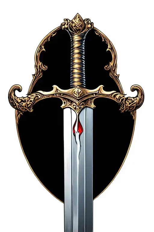 Lucifer's tear with sword and the number plate tattoo design idea