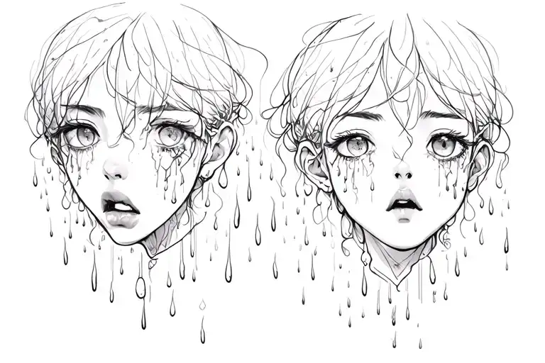 a short tattoo of rain showing emotions with some meaningful elements  tattoo design idea