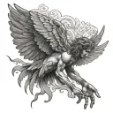 icarus fall with hands tattoo design idea