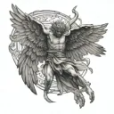 icarus fall with hands tattoo design idea