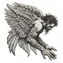 icarus fall with hands tattoo design idea