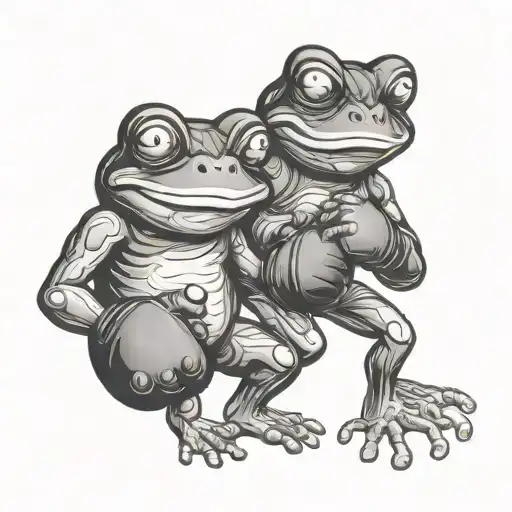 frog and monkey boxing gloves tattoo design idea