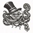 poisonous snake around the head of a smiling clown tattoo design idea