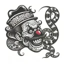 poisonous snake around the head of a smiling clown tattoo design idea