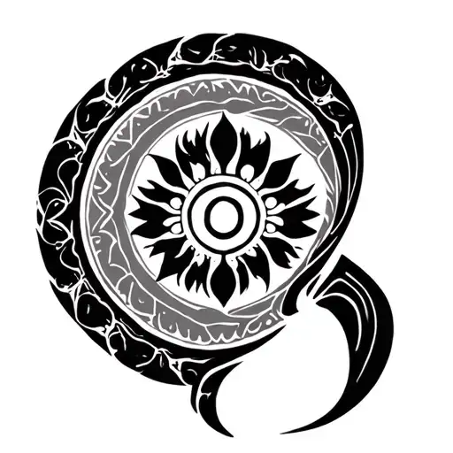 Vishnu sankha chakra symbol surrounded tattoo design idea