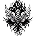WINGS FLAMES AND ROOTS tattoo design idea