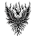 WINGS FLAMES AND ROOTS tattoo design idea