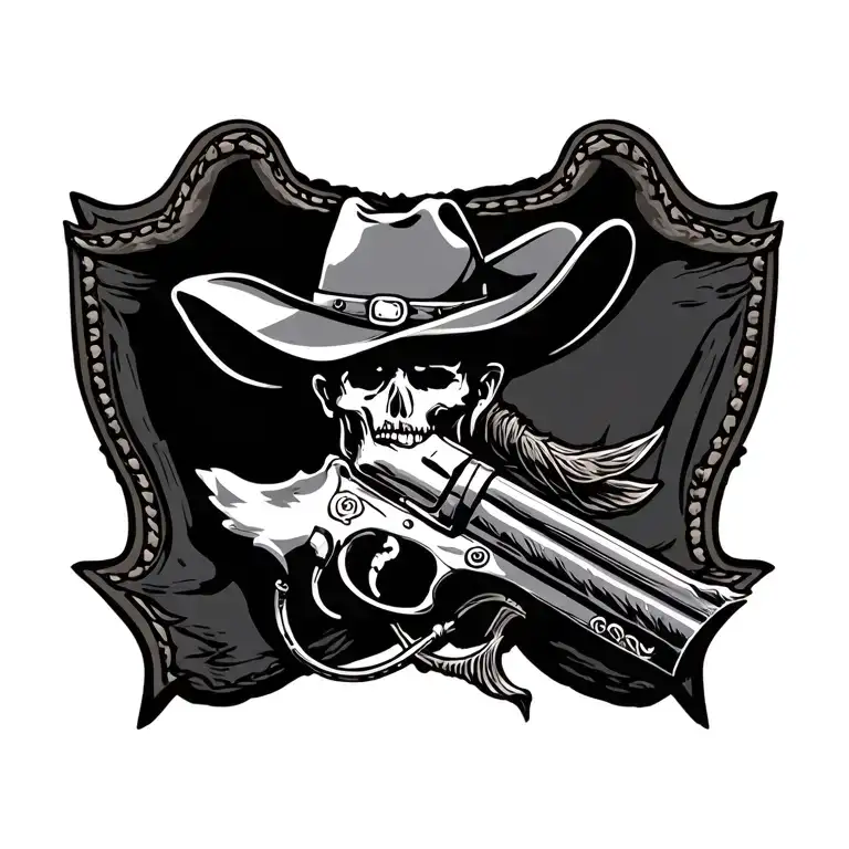 leather tooling western cowboy tattoo design idea