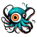 wrinkled pale coral colored giant squid with one eye  tattoo design idea