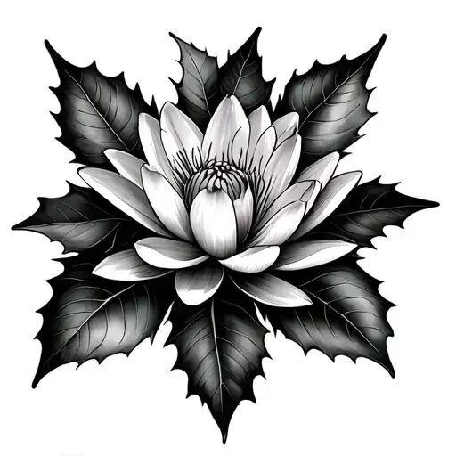 Holly Berry and Water Lily tattoo design idea