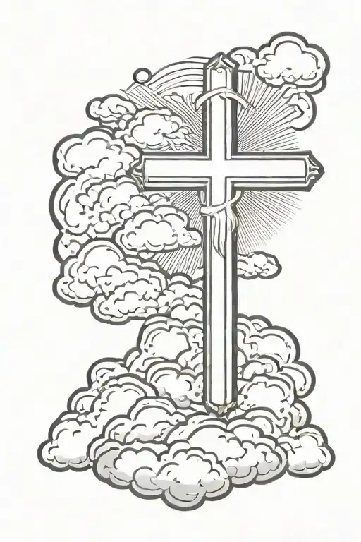 Religious Cross, clouds , saint judas tadeo, bible verse tattoo design idea