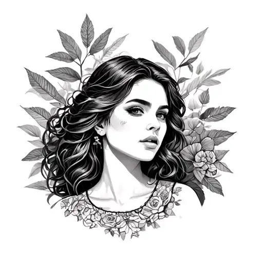 Independent women, nature in the background tattoo design idea