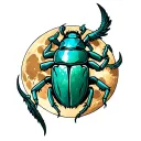 scarab protecting a moon Made of jade tattoo design idea