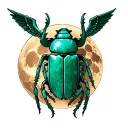 scarab protecting a moon Made of jade tattoo design idea