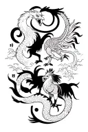 Chinese inspired zodiac tattoo for with a monkey, dragon, rooster, and horse  tattoo design idea