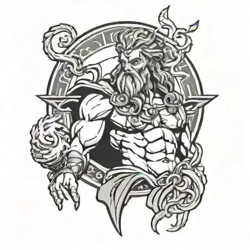Zeus holding a lightning tattoo design idea