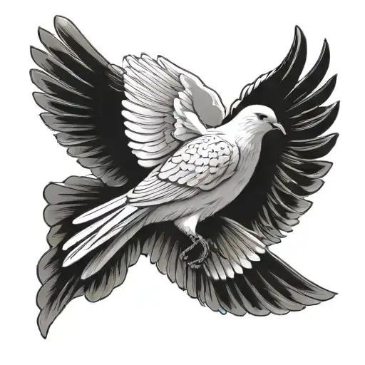 dove bird and bear tattoo design idea
