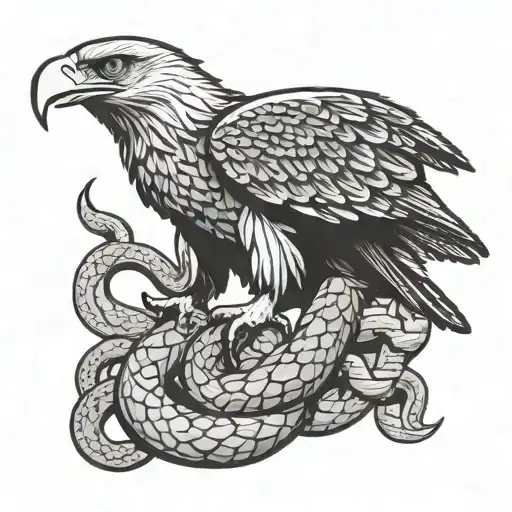 eagle eating snake outlined by cactus based off mexican flag tattoo design idea