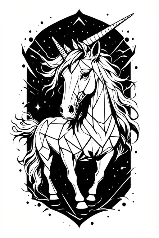 anthropomorphic muscle unicorn tattoo design idea