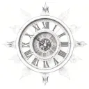 Roman numeral clock tattoo design idea