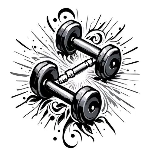 dumbbell tattoo, feminine represents my passion for working out girly swirls tattoo design idea