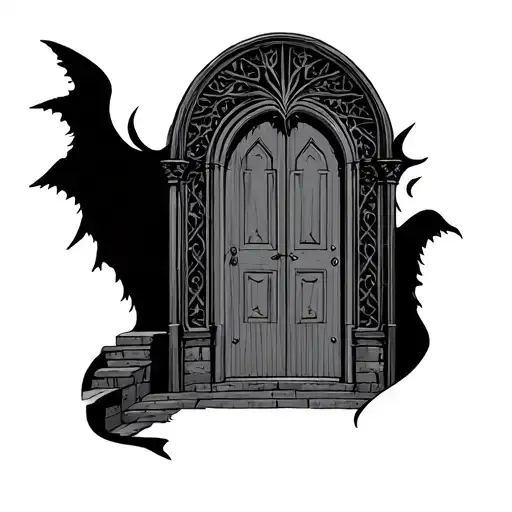 Generat a tattooIn left half is Hell Gates and on the right side is Heaven's Door  the door and the gate have the same  tattoo design idea