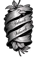 vine wrap with Yahweh written tattoo design idea