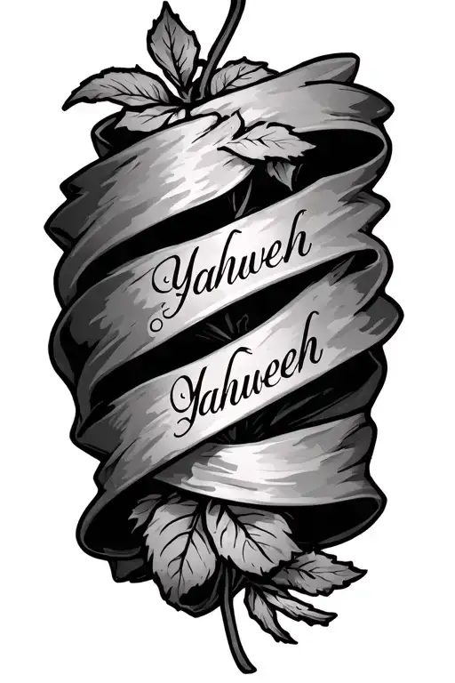 vine wrap with Yahweh written tattoo design idea