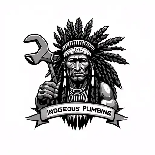 "Indigenous Plumbing " "Indigenous Plumbing " dread lock Native American holding a wrench tattoo design idea